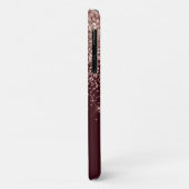 モノグラムブルゴーニュ赤面ピンクローズ金ゴールドグリッター Case-Mate iPhoneケース (裏面/左)