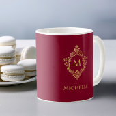 モノグラムブルゴーニュ金ゴールド華美ヴィンテージクレスト名 コーヒーマグカップ