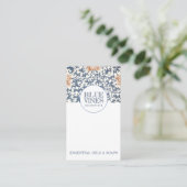 モノグラムブルーつる植物ピンク花クラフトパーソン 名刺 (スタンド正面)