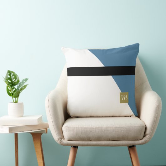 モノグラムブルーとグリーンカラーのブロック クッション (椅子)