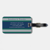 モノグラムブルーとグリーンスポーツストライプズ ラゲッジタグ (裏面横)