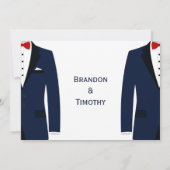 モノグラムブルーとホワイトゲイウェディングRSVPカード5x7 招待状 (裏面)