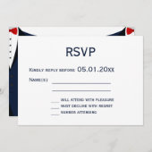 モノグラムブルーとホワイトゲイウェディングRSVPカード5x7 招待状 (正面/裏面)