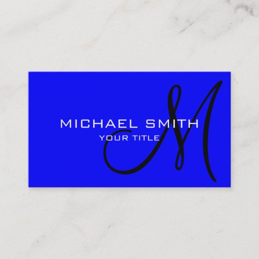 モノグラムブルーの背景 名刺 (正面)