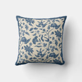 モノグラムブルーアイボリーチノワセリーフローラルパターン クッション (裏面)
