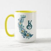 モノグラムブルーイエローホリデー マグカップ (左)