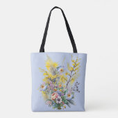 モノグラムブルーウォーター春の花ブーケ トートバッグ (裏面)