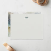 モノグラムブルーオリーブグリーン抽象芸術インク ノートカード (正面/裏面インサイチュ)