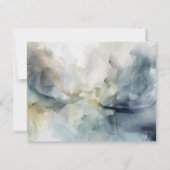 モノグラムブルーオリーブグリーン抽象芸術インク ノートカード (裏面)