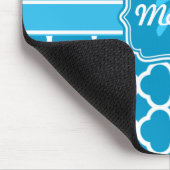 モノグラムブルークローバー格子水玉模様 マウスパッド (コーナー)