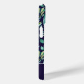 モノグラムブルーグリーン水彩植物模様 Case-Mate iPhoneケース (裏面 / 右)