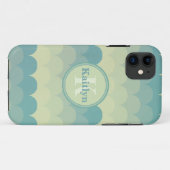 モノグラムブルーグリーン波パターン Case-Mate iPhoneケース (裏面(横))