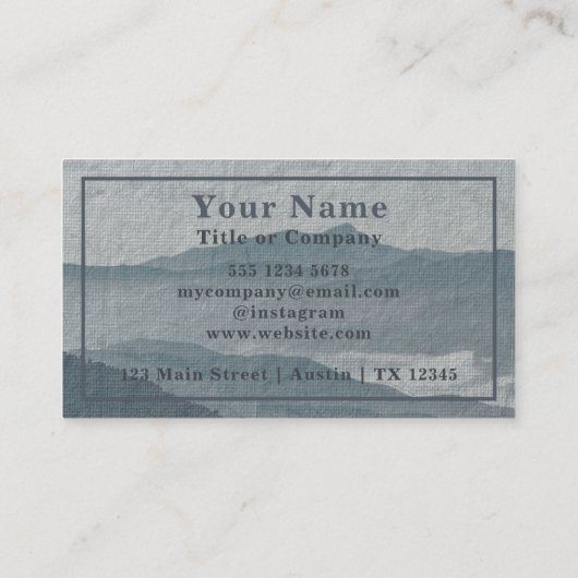 モノグラムブルーグレーマウンテンウォーターカラーアート 名刺 (裏面)