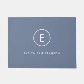 モノグラムブルーグレーミニマルシンプルリストイニシャル名 ドアマット (正面)