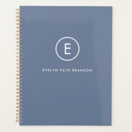 モノグラムブルーグレーミニマルシンプルリストイニシャル名 プランナー手帳
