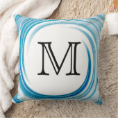 モノグラムブルーサファイアスワール抽象芸術 クッション (ブランケット)