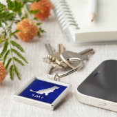 モノグラムブルーシルバーゴールデンレトリバー キーホルダー (側面)