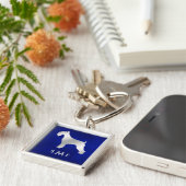 モノグラムブルーシルバーシュナウザー キーホルダー (側面)