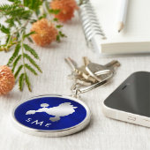 モノグラムブルーシルバープードル キーホルダー (側面)