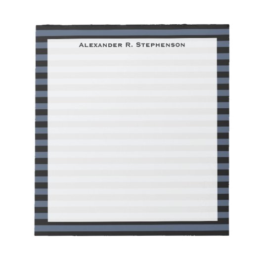 モノグラムブルージーンズブルー&ブラックストライプ ノートパッド (正面)