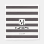 モノグラムブルーストライプファミリー名航海の スタンダードランチョンナプキン (正面)