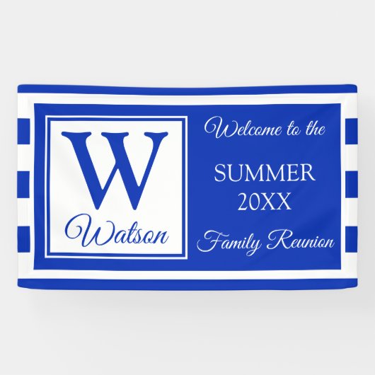モノグラムブルーストライプ懇親会サマーファミリー 横断幕 (横)
