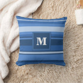 モノグラムブルーストライプ クッション (ブランケット)