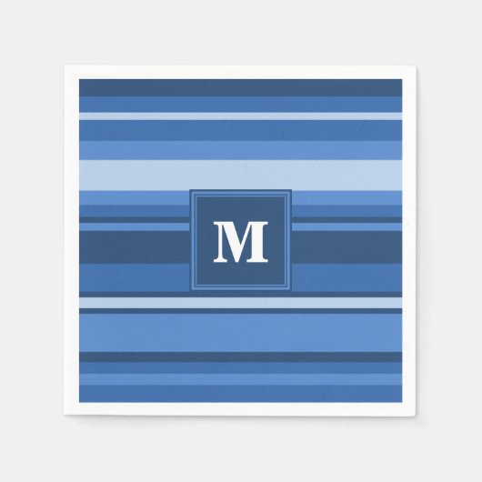 モノグラムブルーストライプ スタンダードカクテルナプキン (正面)