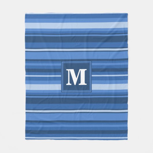 モノグラムブルーストライプ フリースブランケット (正面)