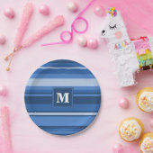 モノグラムブルーストライプ ペーパープレート (パーティー)