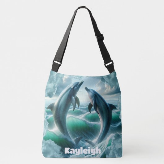 モノグラムブルーティール（緑がかった色）ドルフィンズ海 | クロスボディバッグ (正面)