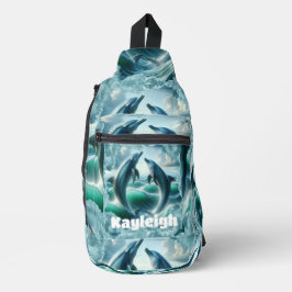 モノグラムブルーティール（緑がかった色）ドルフィンズ海 | スリングバッグ