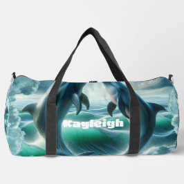 モノグラムブルーティール（緑がかった色）ドルフィンズ海 | ダッフルバッグ