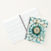 モノグラムブルーティール(緑がかった色)金ゴールドフローラ曼荼羅 ノートブック (内部)