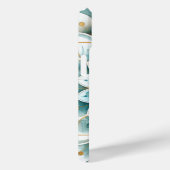 モノグラムブルーティール(緑がかった色)金ゴールドフローラ曼荼羅 Case-Mate iPhoneケース (裏面 / 右)