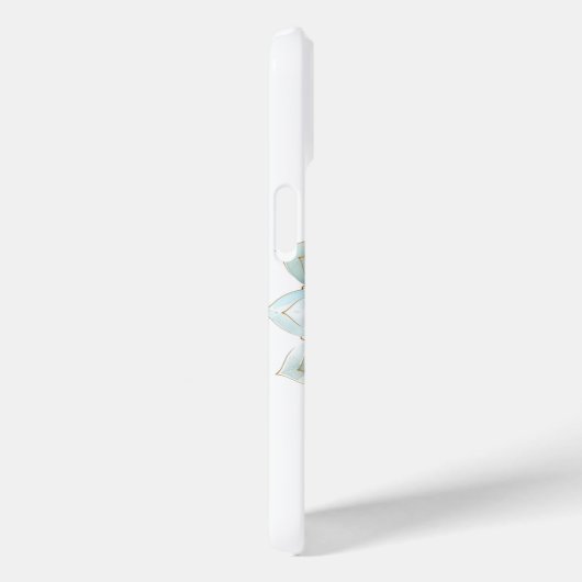 モノグラムブルーティール(緑がかった色)金ゴールドフローラ曼荼羅 Case-Mate iPhoneケース (裏面 / 右)