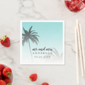 モノグラムブルートロピカルパームツリービーチ結婚式 スタンダードカクテルナプキン (インサイチュ)