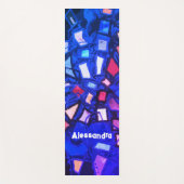 モノグラムブルーネイビー抽象芸術カラフルブライトはっきりした ヨガマット (正面)