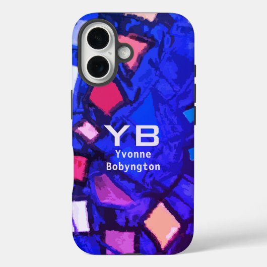 モノグラムブルーネイビー抽象芸術カラフルブライト Case-Mate iPhoneケース (裏面)