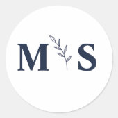 モノグラムブルーネイビー結婚式の引き出物 ラウンドシール (正面)