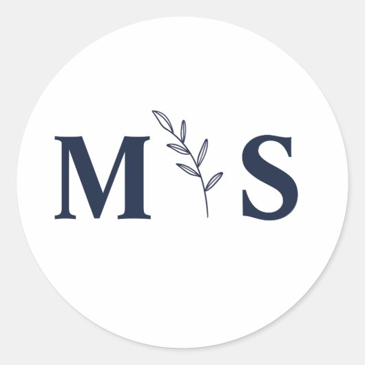 モノグラムブルーネイビー結婚式の引き出物 ラウンドシール (正面)