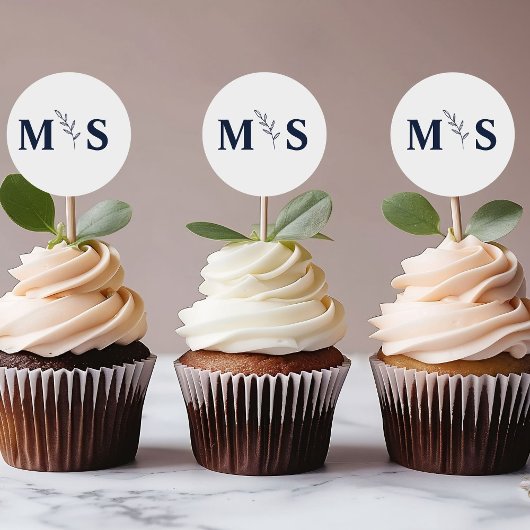 モノグラムブルーネイビー結婚式の引き出物 ラウンドシール