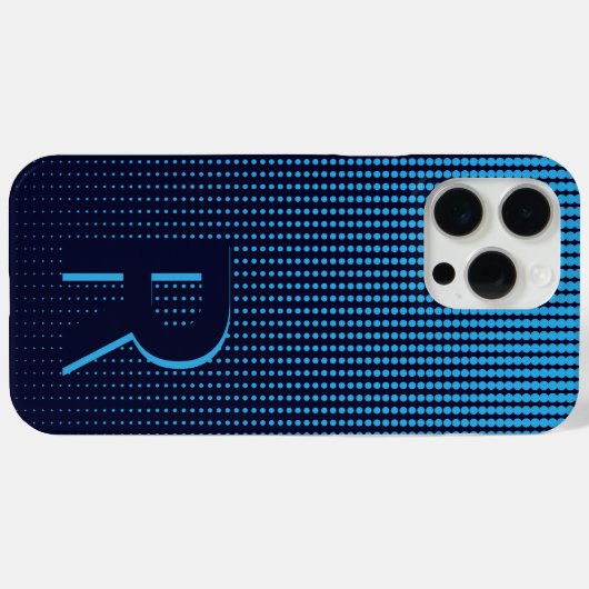 モノグラムブルーハーフトーンモダンイニシャルパーソナライズされた Case-Mate iPhoneケース (裏面 (横))