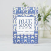 モノグラムブルーパターン必須油Soapsプレゼント カード (スタンド正面)