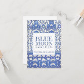 モノグラムブルーパターン必須油Soapsプレゼント カード (正面/裏面インサイチュ)