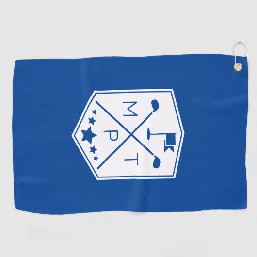 モノグラムブルーパーソナライズされた名 ゴルフタオル (横)