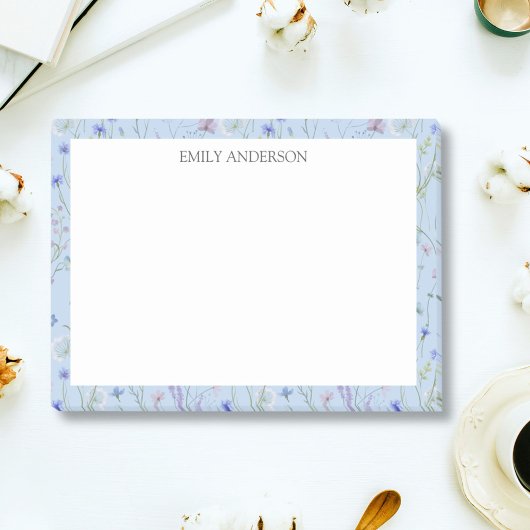 モノグラムブルーパープルかわいらしワイルドフラワーフローラ ポストイット