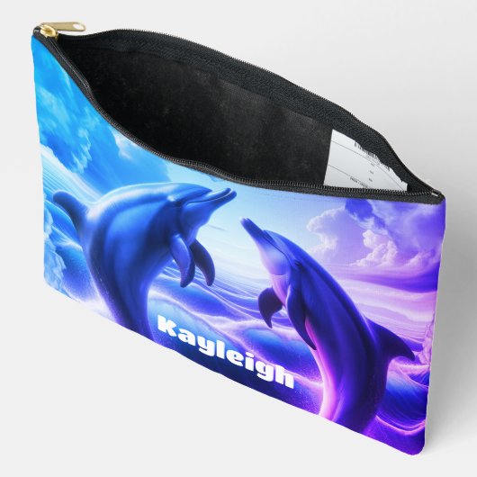 モノグラムブルーパープルドルフィンズ海 | アクセサリーポーチ (見開き)