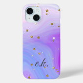 モノグラムブルーパープルピンクスワール金ゴールドグリッター Case-Mate iPhoneケース (裏面)