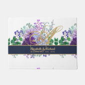 モノグラムブルーパープルフローラ金ゴールドニュー結婚リュウズ ドアマット (正面)